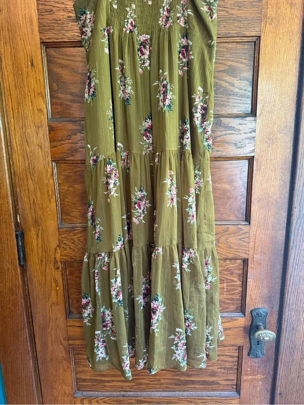 MADEWELL Cami Tiered Midi Dress Smocked Back Spaghetti Straps Flowy Loose US 10 - Picture 6 of 13